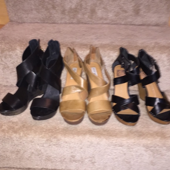 Steve Madden Sz 10 tan zip platform wedge sandals - Picture 7 of 7